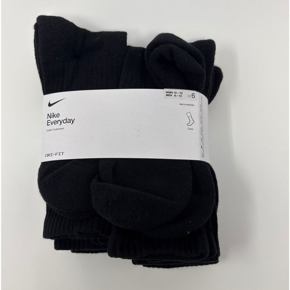 Nike Everyday Plus Cushion Drifit UNISEX Ankle Socks, LARGE - Black - 6Pair